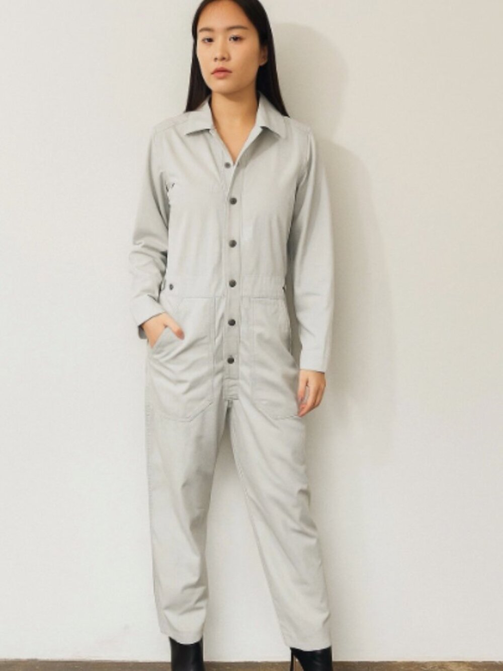 NEW G-Star Women's Oyster Mushroom Long Sleeve Relaxed Jumpsuit Size S